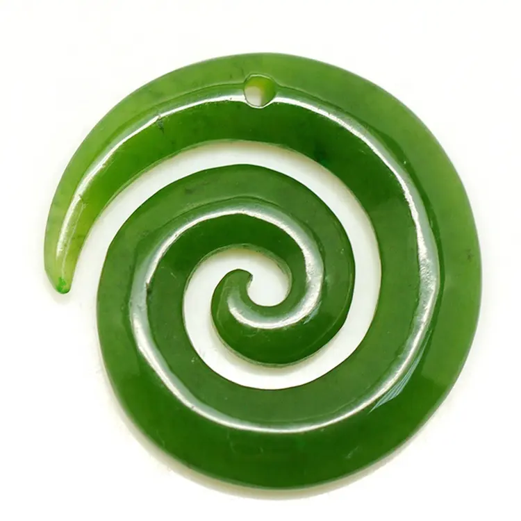 Best quality hand made New Zealand gemstone natural Koru engraved pendant nephrite jade stone