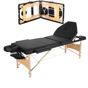230kg Charge Réglable En Bois Professionnel Portable Noir <span class=keywords><strong>Table</strong></span> <span class=keywords><strong>Pliante</strong></span> <span class=keywords><strong>De</strong></span> <span class=keywords><strong>Massage</strong></span> <span class=keywords><strong>Pliante</strong></span> Salon Spa Beauté Lits avec 3 Zones - Product Image 1