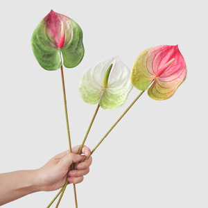 Fleurs artificielles Anthurium Yoshinobu, blanc, vert, rose, tige unique, bouquet, décorations - Product Image 1