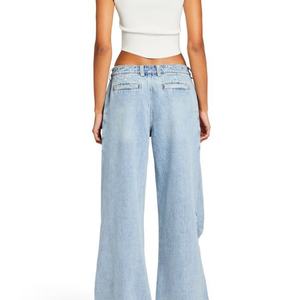 Jeans Casuales de Verano 2025, Estilo Nuevo, Holgados, 100% Algodón, Lavado Ácido Vintage, Pierna Ancha, Cintura Baja, para Mujer - Product Image 2