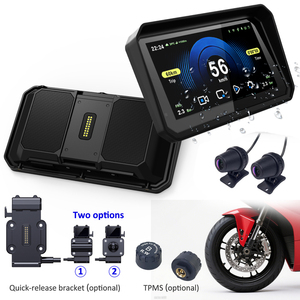 Écran de moto étanche IPS 6,0 pouces, CarPlay et Android Auto sans fil, caméra embarquée double objectif, affichage de la vitesse GPS, ajustement universel - Product Image 1