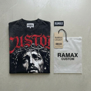 T-shirt en coton lourd 280 GSM pour homme RAMAX, impression personnalisée de photo de Jésus, streetwear, manches courtes, col rond, coupe classique - Product Image 5