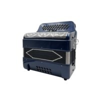 SEASOUND Accordéon professionnel 34 boutons 12 basses 3 registres bleu profond avec grille argentée JB3412C Instrument de musique OEM
