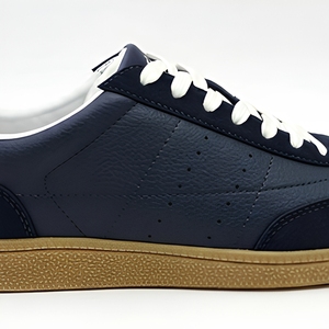 Chaussures décontractées en <span class=keywords><strong>cuir</strong></span> suédé bleu marine avec logo brodé personnalisé, style skateboard, pour la rue, les trajets quotidiens, chaussures plates souples décontractées - Product Image 4