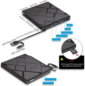 Unidad Óptica Externa USB 3.0 Tipo C 5 en 1, CD DVD RW VCD, Puertos SD/TF, Grabadora de DVD para Portátiles, <span class=keywords><strong>Escritor</strong></span> de CD, Super Drive de Escritorio - Product Image 3