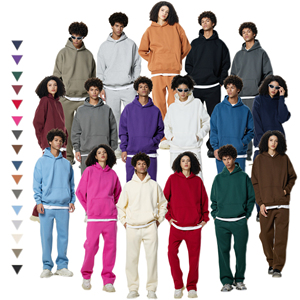 Sweat à capuche et pantalon de survêtement personnalisés Offre Spéciale poids lourd 350 Gsm costumes <span class=keywords><strong>d</strong></span>écontractés de couleur unie pour hommes de haute qualité - Product Image 1