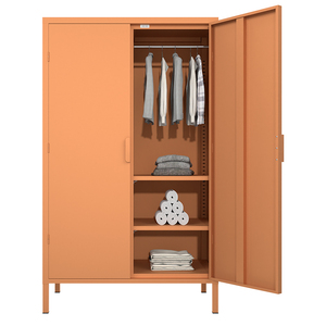 Armoire à vêtements chambre armoire de rangement armoire en acier 2 portes armoire en métal placard Mini casier en acier - Product Image 4