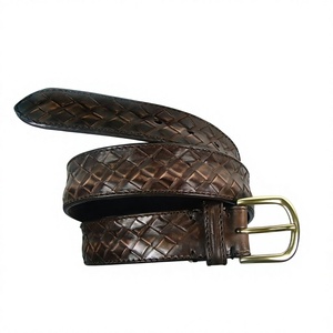 Ceintures en cuir de vachette de luxe pour hommes, boucle en acier écologique, style vintage, idée cadeau, ceinture formelle fabriquée en Inde - Product Image 3
