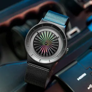 SINOBI S9837 Custom Logo Watch Gear Shape Creative Alloy Quartz Watches Black/Silver Mesh Luxury Watches Fashion Unisex