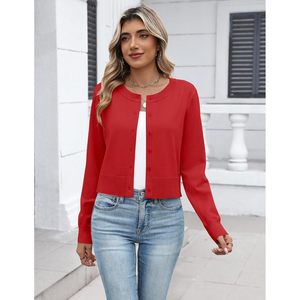 Cardigan court en tricot pour femme, à manches longues, boutonné, style boléro, décontracté, anti-boulochage, idéal pour les robes - Product Image 4