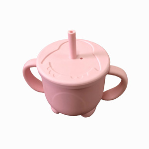 Vaso de silicona para bebé con doble asa, vasos de entrenamiento de silicona para bebés con pajitas, recipientes reutilizables para bebés, niños pequeños y niños. - Product Image 5