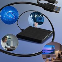Lecteur de CD/DVD externe USB 3.0 / Type-C, graveur de DVD USB avec câble de données étendu, graveur de CD portable pour ordinateur portable MacOS Windows Linux