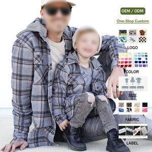 Custom Printed Dad and Son Outfit Long Sleeve <strong>Flannel</strong> Hoodie <strong>Shirts</strong> Family Matching Men Kids Casual Button Down Plaid <strong>Shirt</strong> - Product Image 1