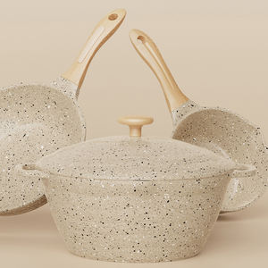 Juego de Ollas de Cocina Moderno de Aluminio Reciclado de Alto Calibre con Revestimiento Antiadherente de Granito y Sartén Plancha de Fácil Limpieza - Product Image 4