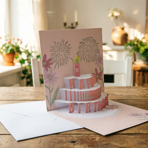 Carte d'invitation de luxe rose 3D pop-up pour anniversaire/Noël, avec fleurs en papier faites à la main, impression UV, DIY, prix d'usine - Product Image 5