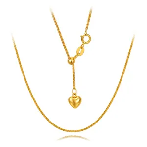 NINE'S انزلاق تعديل 18k وردة صفراء عقد ذهب شوبان سلسلة رابط ذهبي غرامة مجوهرات للنساء مع قلادة القلب