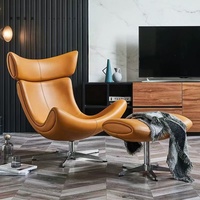 MEIJIA Cadre de salon moderne et moderne en fibre de verre Mobilier design en tissu pu BoConcept Chaise Repose-pieds
