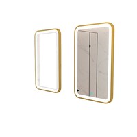 Miroir de salle de bain mural de style nordique carré avec éclairage LED, anti-buée, design minimaliste, verre, alliage d'aluminium