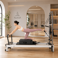 Vente en gros, professionnel, ODM & OEM, Reformer Pilates 2-en-1 compact en alliage d'aluminium blanc avec tour pour usage domestique