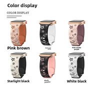 Desain mewah untuk tali jam Apple 45mm DIY untuk tali silikon IWatch dengan ukiran Laser bunga