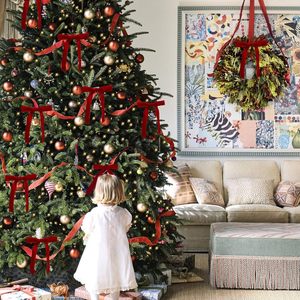 Couronne de Noël en velours avec nœud et ruban torsadé, version épaisse, ornement suspendu pour la décoration des fêtes - Product Image 2