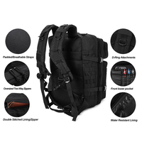 Sac à dos tactique Trailpop personnalisé avec logo, imperméable, pour le voyage, la randonnée, la chasse, le camping, l'escalade, noir, 45L, sac de sport