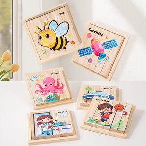 Jouet éducatif cognitif en bois pour enfants, blocs de construction tridimensionnels à quatre brins, puzzle de l'alphabet anglais pour tous les âges - Product Image 3