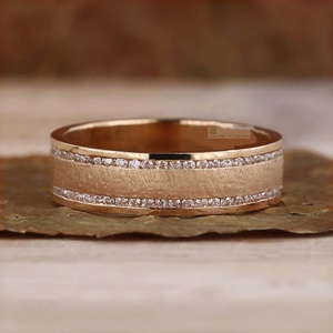 Bất <span class=keywords><strong>10K</strong></span> 14K 18K Vàng Vòng Phòng Thí Nghiệm Grown Kim Cương Người Đàn Ông Của Nhẫn Cưới Ef/Vs Matte Kết Thúc Đám Cưới Ban Nhạc Tự Nhiên Kim Cương Engagement <span class=keywords><strong>Ring</strong></span> - Product Image 3