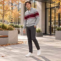 Cardigan en maille zippé pour homme, col montant, manches longues, décontracté, hiver, manteau tricoté, fabricant OEM ODM