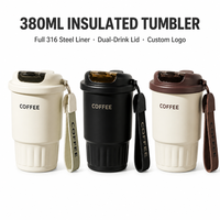 Gobelet isotherme personnalisé Kingze avec logo, 380 ml, en acier inoxydable 316, tasse de voyage thermique, couvercle rabattable anti-fuite pour les voyages en plein air