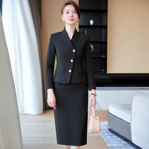 Women's Suit Set Midi Skirt Three Quarter Sleeve Polyester Anti-Wrinkle Office Lady Professional Attire - Product Image 3