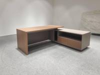 Bureau d'ordinateur en bois moderne, style classique, en forme de L, pour cadre dirigeant, avec panneau de tiroir latéral réversible