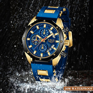 LIGE LG8908 Usine <span class=keywords><strong>Vente</strong></span> en Gros Montre pour Hommes Bleu Silicone Mains Lumineuses Luxe Quartz Couple Montres Personnalisées Cadeau Montres <span class=keywords><strong>Homme</strong></span> - Product Image 2