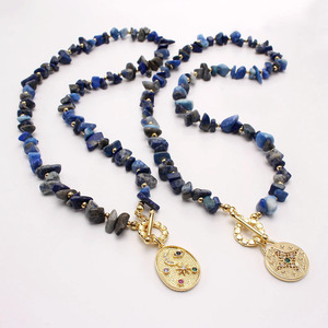 Collier en pierre naturelle <span class=keywords><strong>2022</strong></span> plaqué or véritable, pendentif lune et étoile à la mode, matériau en cuivre pour hommes et femmes, bijoux fins - Product Image 1