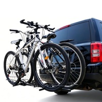 Support de vélo réglable en acier pour hayon de voiture, camionnette, véhicule tout-terrain - Support pliable à fixer sur le crochet de remorquage pour 2 vélos en extérieur