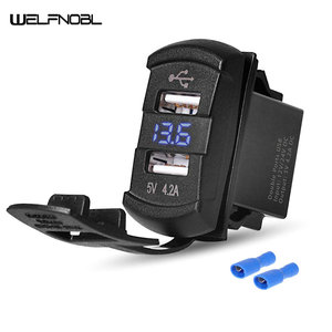 Toma de Corriente Empotrada de 12v-24v con 2 Puertos, Enchufe Doble, Cargador USB Doble para Auto, Interruptor Carling, Encendedor de Aluminio - Product Image 2