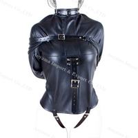 Vente chaude haut du corps lié femmes camisole de force Faux cuir Strict Bondage crépus fantaisie veste droite esclave Costumes