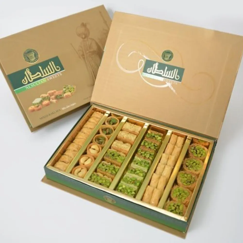 Sang trọng các loại baklava Pastry bao bì đặc biệt hộp giấy baklava CuộN đầy đủ khô trái cây Nut gói sô cô la hộp