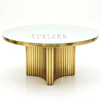 Nuevo Modelo en Oferta, Mesa de Comedor Redonda de Acero Inoxidable Dorado de Lujo para Fiestas, Restaurantes, Eventos y Bodas