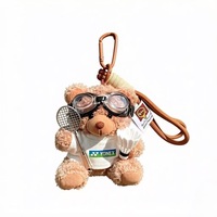 Pendentif en peluche style maillot de badminton, série ours en peluche, vente en gros, porte-clés, poupée à suspendre pour sac