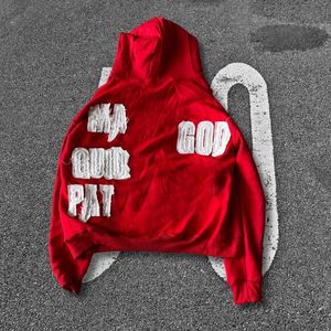 Sweat à capuche court surdimensionné pour hommes 100% coton de haute qualité 450-500 Gsm poids lourd français éponge col à capuche patchs brodés - Product Image 2