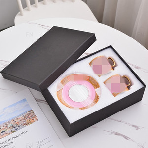 Ensemble de 6 tasses et soucoupes en céramique de la série V promotionnelle, cadeau pour la maison - Product Image 4