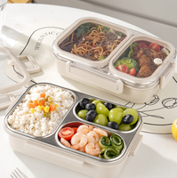 Boîte à lunch bento en plastique bleu à compartiment unique, grande capacité, écologique, conservation de la fraîcheur, moderne, à un seul niveau