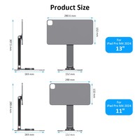 Support de tablette pliable en alliage d'aluminium magnétique 360° °   Support de bureau rotatif réglable en hauteur et en angle pour iPad Pro M4