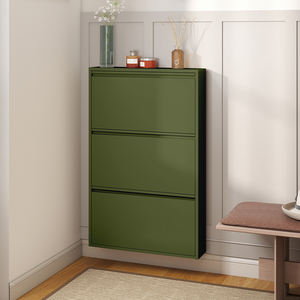 خزانة أحذية فولاذية أنيقة قابلة للتحويل، رف تخزين حائطي عصري بـ 3 رفوف لغرفة المعيشة والمدخل، أثاث منزلي BIZOE - Product Image 3