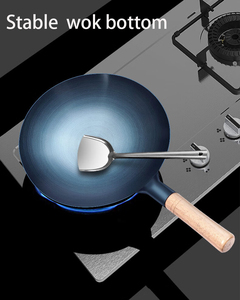 Padella Wok in <span class=keywords><strong>Ferro</strong></span> Pretrattato <span class=keywords><strong>Blu</strong></span> con Fondo Rotondo e Manico in Legno di Betulla - Product Image 2