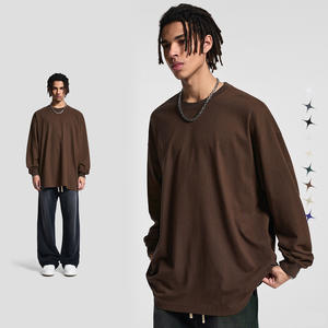 <span class=keywords><strong>Camiseta</strong></span> de <span class=keywords><strong>Manga</strong></span> <span class=keywords><strong>Larga</strong></span> Extra Grande de Color Sólido Unisex de Alta Calidad Personalizada 100% Algodón 305gsm para Hombre al por Mayor - Product Image 3