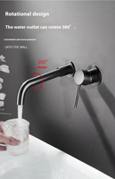 Robinet de lavabo encastré en laiton à poignée unique pour eau chaude et froide, mural, pour lavabo en céramique