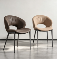 Chaise de salle à manger en tissu anti-griffures pour chat, dossier creux, chaise d'appoint de loisirs avec pieds en métal gris pour la maison et les restaurants