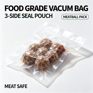 Food Grade Vacuum Sealer <b>Bag</b> 3 Side Seal Pouch Transparent PE Packaging <b>Bag</b> for Meatball Food Storage - Product Image 1